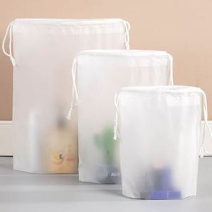 Custom Clear PE/PVC Biodegradable Drawstring T-Shirt Bag Waterproof Dust Proof Packaging Clothing Shoes Socks Fur Screen Printed - Product Image 1