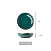 Nordic Simple Retro Phnom Penh Tableware Peacock Green Creative Ceramic Plate Spoon Dish Bowl Tableware Set