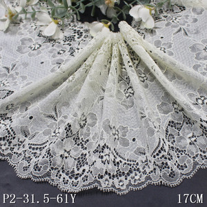 Vente en Gros Stock 17CM Large Multi Couleurs Chine Ivoire Bleu Foncé Stretch Dentelle Fleur Fantaisie Dentelle Élastique pour Lingerie Sous-Vêtements - Product Image 6