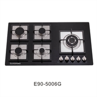 Cuisinière à gaz/table de cuisson à 5 brûleurs OEM/ODM fabriquée en usine Table de cuisson en verre de cuisine 76/90cm pour usage domestique
