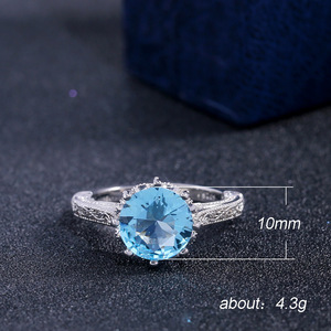 Blue Accent Ring for Women Elegant Fashion Proposal Party Finger Accessory Gift - Product Image 5