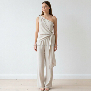 <span class=keywords><strong>Top</strong></span> <span class=keywords><strong>Asimmetrico</strong></span> Monospalla Personalizzato per Donne, Camicetta in Cotone e Lino per Signore - Product Image 3