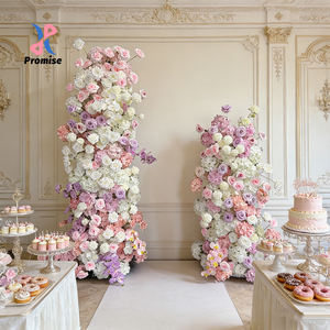 Bola de Flores Artificiales de Seda Realista en Tonos Pastel Rosa, Morado y Blanco, para Decoración de Bodas, Letreros de Bienvenida, Soporte de Flores para Eventos y Regreso a Clases - Product Image 1