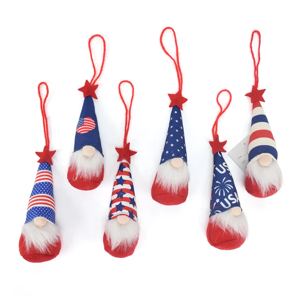 Wholesale Fourth of July Gnomes Independence Day Hanging Gnomes Mini Dolls American Patriotic Gnomes