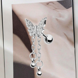 Catena ciondolo Tragus orecchini a farfalla cartilagine orecchini 16G <span class=keywords><strong>acciaio</strong></span> <span class=keywords><strong>chirurgico</strong></span> Piercing a elica gioielli moda donna Piercing - Product Image 4