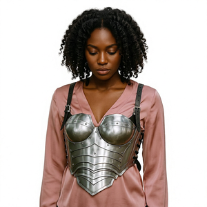 Silver Plated Aluminium Antique Cuirass Armor Corset Breastplate Fashion Metal Craft for <b>Women</b> Roleplay Knight Outfit - Product Image 1