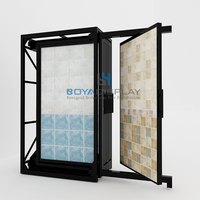 Présentoirs de sol en bois Design moderne Dalle de carrelage de porte en bois rotative Pull-Push Présentoir de carreaux de sol personnalisé