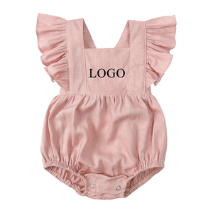 Cute baby clothing girl <span class=keywords><strong>pagliaccetto</strong></span> lino cotone volant manica estate new born baby toddler girls vestiti pagliaccetti - Product Image 5