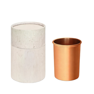 Ensemble de tasses à boire en cuivre finition mate artisanale avec emballage en carton cylindrique de qualité supérieure, élégant pour la décoration, terrarium pour plantes - Product Image 1