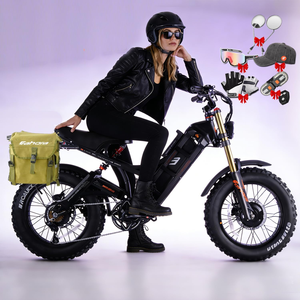 eAhora romeo 2 Fat Tire <b>Electric</b> Hybrid Bike Ebike Mountain Commuter Bicycle with Front Suspension and Carry Bag - Product Image 1
