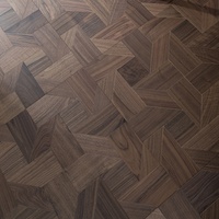 Parquet en bois d'ingénierie multicouche en noyer noir incrusté, design moulin à vent carré, revêtement de sol composite massif en bois