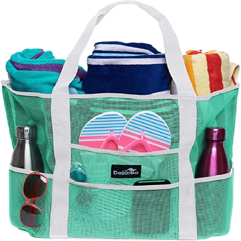 Лидер продаж Amazon, сетчатая пляжная сумка-тоут для игрушек, большая Легкая Складная портативная сумка через плечо, пляжная сумка для хранения