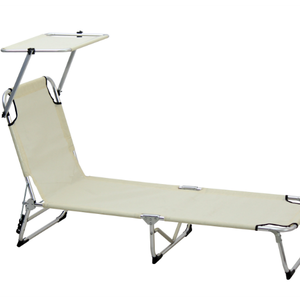 Hot Sale Wholesale Three-Fold Aluminum <strong>Tube</strong> +Teslin Material Bed with Sunshade Boards for Outdoor Camping Beach Use - Product Image 1