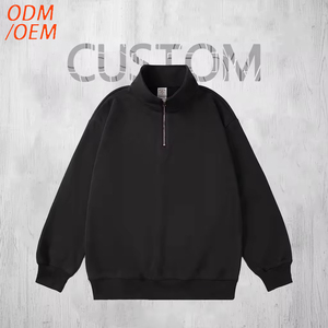 Custom Logo High Neck With Zipper Streetwear Men's Sweatshirts Quarter-Zip Hoodies for Streetwear and Gym Wear - Product Image 1