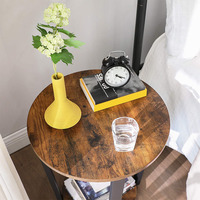 Rustique brun et noir Accent industriel cadre en acier Table d'extrémité assemblage facile meubles de salon Table d'appoint panneau d'étagère de rangement