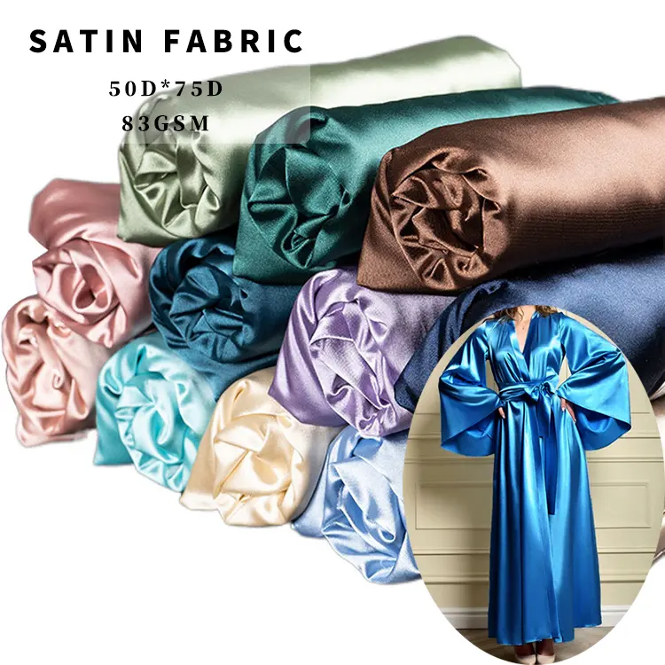 50D*75D shiny polyester satin fabrics for clothing dresses lining fabric 100% Polyester shine liquid satin fabric by the meter