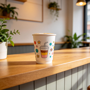 Gobelets jetables en gros, en papier kraft, bambou, blancs, à double paroi, avec logo personnalisé pour la livraison de bubble tea, café et soda - Product Image 3