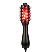 Sèche-cheveux 4-en-1, peigne lissant, brosse coiffante, outils de massage capillaire, volumateur infrarouge, brosse soufflante à air chaud