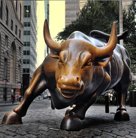 Estatua Gigante de Toro de Wall Street en Latón, Escultura Moderna de Toro de Tamaño Real en Bronce
