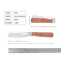 Couteau pliant traditionnel OEM avec manche en bois de rose sculpté, pratique et portable, pour la survie en extérieur