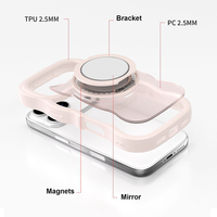 Coque de téléphone de luxe en PC et TPU effet miroir pour iPhone 18 17 Pro Max, avec support rotatif à 360° pour Samsung S26 Ultra S25