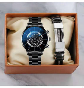 <strong>Watch</strong> +Bracelet Men <strong>Watch</strong> <strong>Set</strong> <strong>Geneva</strong> Steel Band Quartz <strong>Watch</strong> Bracelet Jewelry Gift YuSa145 - Product Image 1