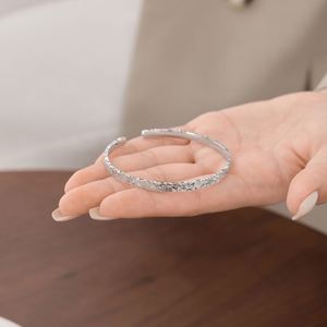 Dylam Dainty Classic Design S925 Silver Open Iced Out Surface Sparkling Women Jewelry Bangles for Anniversary Birthday <b>Gifts</b> - Product Image 4