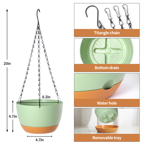 Jardinières suspendues ensemble intérieur extérieur jardin décoration de la maison jardinière panier Drainage trou <span class=keywords><strong>suspendu</strong></span> <span class=keywords><strong>Pot</strong></span> de plante pour fleurs plantes - Product Image 3