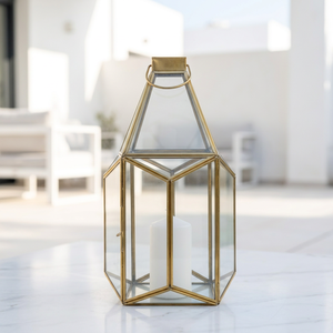 Fabricants de bougeoirs en verre avec cadre en laiton pour la décoration de la maison et les mariages - Product Image 2