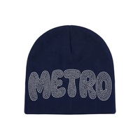 Bonnet tricoté personnalisé avec strass, sans revers, motif lettres en cristal multicolore, bonnet tendance unisexe pour adulte, chaud