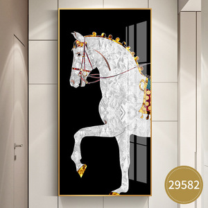 Moderna Arte Murale di Lusso <span class=keywords><strong>con</strong></span> Cavallo Scintillante, Decorazione per Corridoio e Galleria, Dipinto in Porcellana <span class=keywords><strong>con</strong></span> Cristalli e Diamanti - Product Image 4