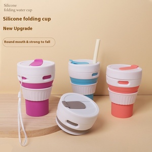Custom Portable 350ml <strong>Collapsible</strong> Silicone Folding Water Bottle for Outdoor Sports Travel Camping and Coffee Drinking <strong>Cups</strong> - Product Image 1