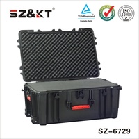 Valise trolley en plastique ABS rigide de bonne qualité, étanche IP67, résistante aux chocs IK10, pour usage extérieur, rangement d'articles de pêche avec roues et mousse