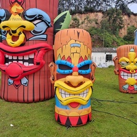 Décoration géante gonflable Tiki Totem, grande statue Tiki gonflable, souche Tiki gonflable avec éclairage LED