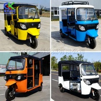 Triciclo Eléctrico Popular en África, de Carrocería Abierta, de 3 Ruedas, para Pasajeros, Batería de 60V 7.2kWh, Autonomía de 80-110km, Tipo Tuk Tuk, con Capacidad para 6-9 Personas