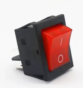 LOLY 16A 250V Based Red Black Button Rocker Switch with Two foot welding