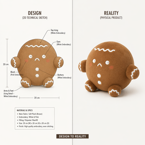 Peluche Personalizzato Uomo Pan di Zenzero Grumpy Divertente con Corpo Rotondo, Animale di Peluche Triste per Regali di Natale <span class=keywords><strong>e</strong></span> Branding all'Ingrosso - Product Image 3