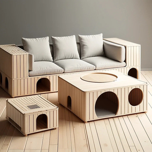 Customized Four Seasons <b>Wood</b> <b>House</b> Animal Pattern Simulation Grain Furniture Button Closure Pet Toy Villa Manufacturer - Product Image 4