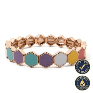 Nouveau Bracelet Élastique Perlé en Forme Géométrique Plaqué Or avec Émail, Modèle 2026, pour Femme, Usage Quotidien - Product Image 3
