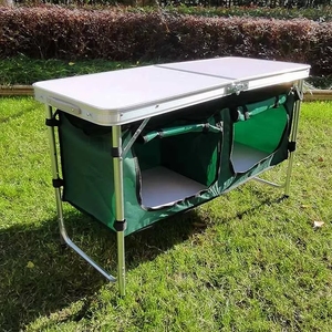 Table <span class=keywords><strong>de</strong></span> cuisson portable pliable facile à transporter, multifonctionnelle, pour le <span class=keywords><strong>camping</strong></span>, le pique-nique, armoire <span class=keywords><strong>de</strong></span> <span class=keywords><strong>cuisine</strong></span> avec rangement - Product Image 2