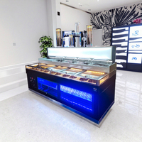 2.0 mètres Commercial Multi-fonctionnel Hot Pot Assaisonnement Réfrigérateur Buffet Refroidissement Par Air Mécanique Trempage Sauce Buffet Table