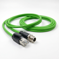 Kabel Ethernet M12 X-Code ke RJ45 dengan Rating IP67 IP68, 8-Pole Cat.6A 10Gbps, Selubung PUR Hijau Fleksibel, Kabel Sinyal Industri