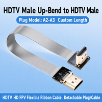 Câble plat flexible Ribbon FPV compatible HDTV, connecteur Raspberry Pi 4 Micro HDTV vers HDTV/Mini HDTV femelle 90 degrés FFC 20 broches
