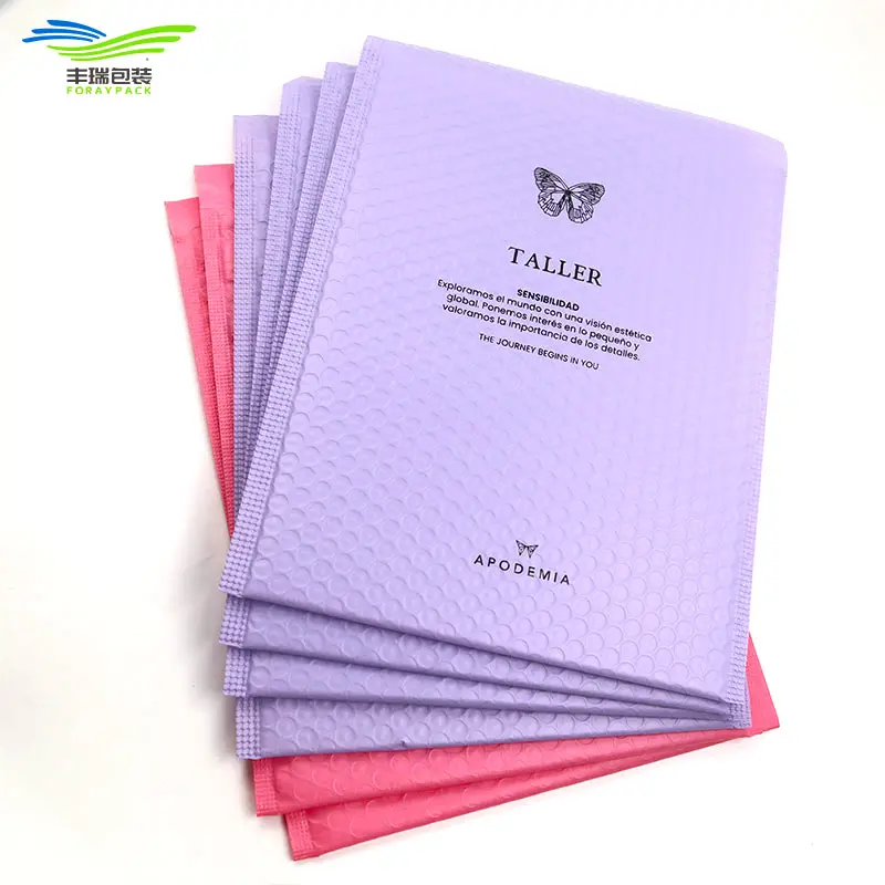 사용자 정의 로고 공동 압출 인쇄 핑크 보라색 우편 폴리 버블 봉투 포장 배송 가방 버블 메일러