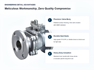 Válvula de Bola Manual con Brida de Acero Inoxidable de 4 Pulgadas para Aplicaciones de Petróleo y Gas, Baja Presión, Temperatura Normal, OEM ISO9001 CE PTFE - Product Image 3