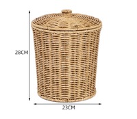 Panier de rangement en plastique tressé style rotin, grand panier à linge, organisateur de vêtements, bac de rangement pour salon et table basse avec couvercle