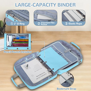 3-<b>Ring</b> Zipper <b>Binder</b> with Shoulder Strap 500 Sheets Capacity <b>Binder</b> 2 Inch with Shoulder Strap Fits 13 Inch Laptop - Product Image 5