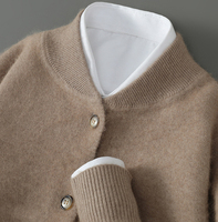 Cardigan en tricot mélangé laine pour homme, col montant en fausse fourrure de lapin, personnalisable avec logo, pull décontracté d'automne