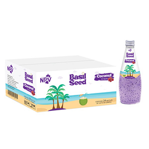 Venta al por mayor OEM a granel: Bebida de agua de coco con puré de semillas de albahaca, esterilizada y aromatizada, en botella de vidrio de 290ml x24, de Vietnam - Product Image 4