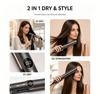Lisseur électrique professionnel Beauty Plus 1200W à vent puissant, double température, affichage numérique, fonction mémoire, pour usage domestique et hôtelier
